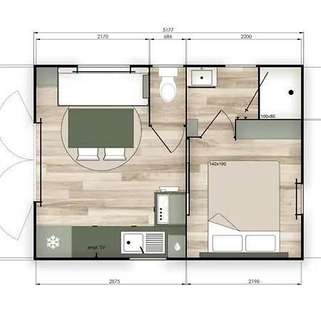 Mobil-home Charmant, Animaux Ok - 2 Pers. - Api-1-52-2630 Camping *
